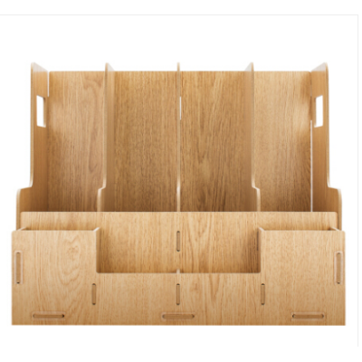 得力(deli)四聯多功能組合桌面文件框 拼裝文件欄收納盒 辦公用品 原木色得力(deli)文件筐79221